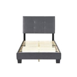 Brand new gray velvet twin platform bedframe