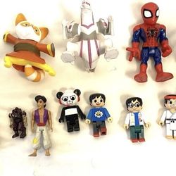 A262-   Preowned 16- Action Figure Toys 