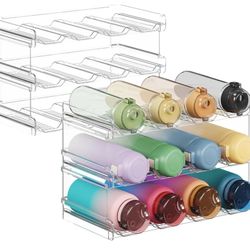 Lifewit Stackable Water Bottle Organizer for Cabinet, Water Bottle Holder, Kitchen Pantry Organization and Storage, Plastic Fridge Wine Racks, Tumbler