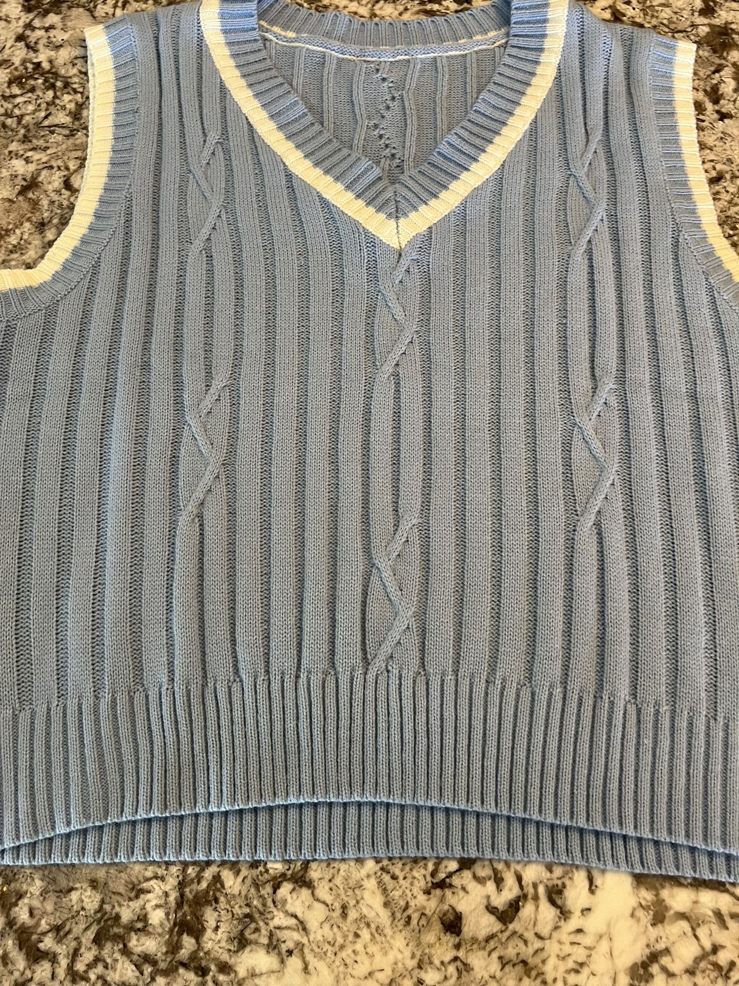 0XL Shein Curve Light Blue Sweater Knit Vest Juniors Womens Lightweight BBJ