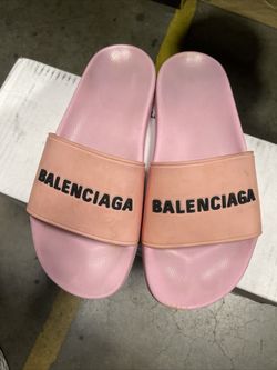 Balenciaga Logo Light Pink  Rubber Slides Sandals Size Women’s US 7