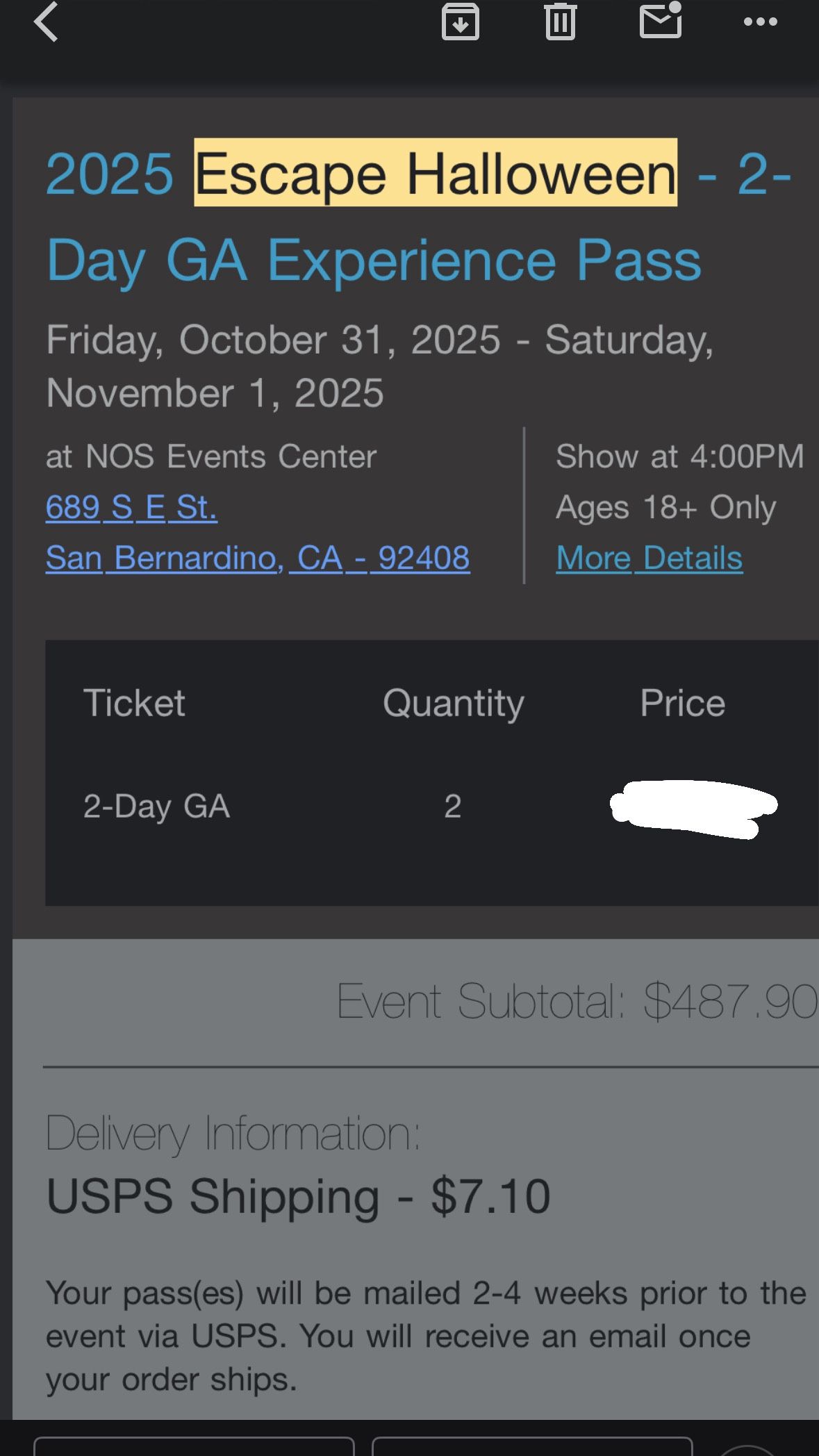 2 day GA Escape Halloween Tickets (2)