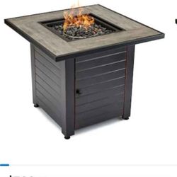 Style Selection Interchangeable Mantel 30" with Oil Rubbed Bronze Steel Square Liquid Propane Fire Pit