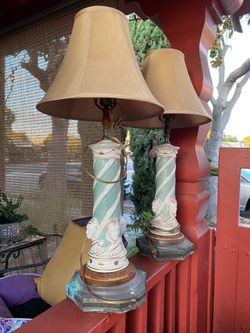Pair of Ceramic Column Table Lamps
