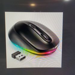 Backlit Wireless Mouse, Black Rechargeable USB A Nano Receiver 