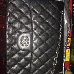 Chanel Quilted Caviar Double Flap Jumbo Bag 