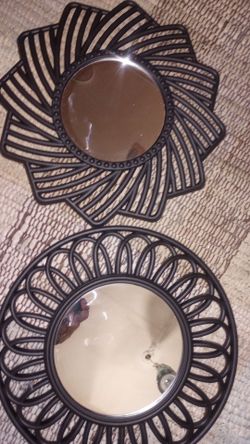 Set of 2 black plastic Mirror hanging home decor