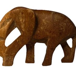 Hand Carved 2 1/4 in. Elephant Solid Wood Figurine From Kenya