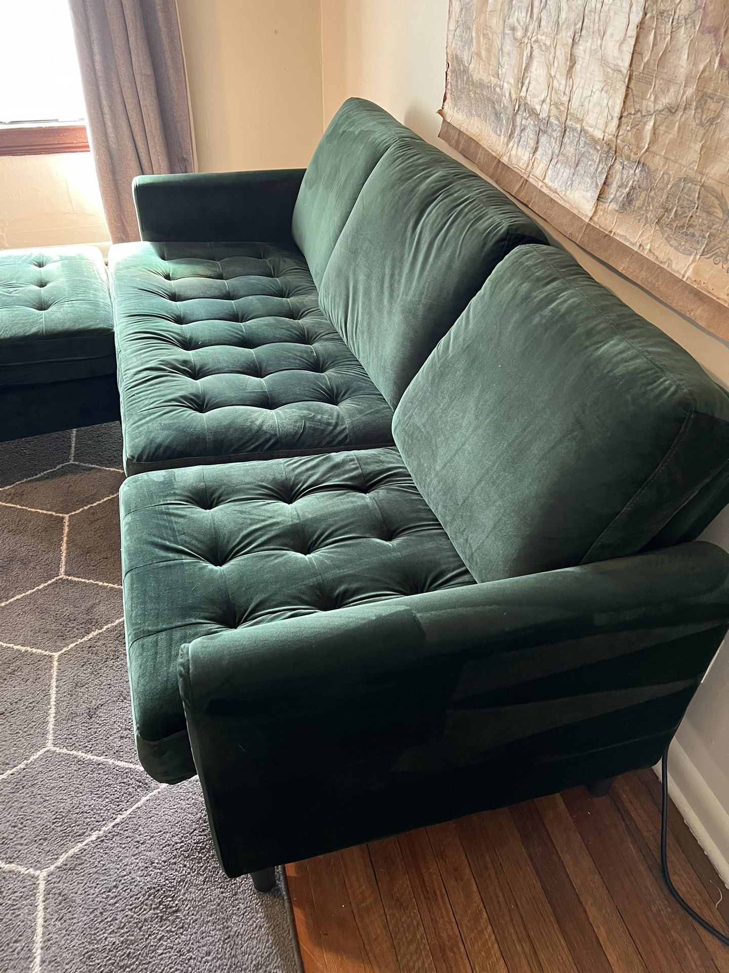 Green Velvet Sectional Sofa 