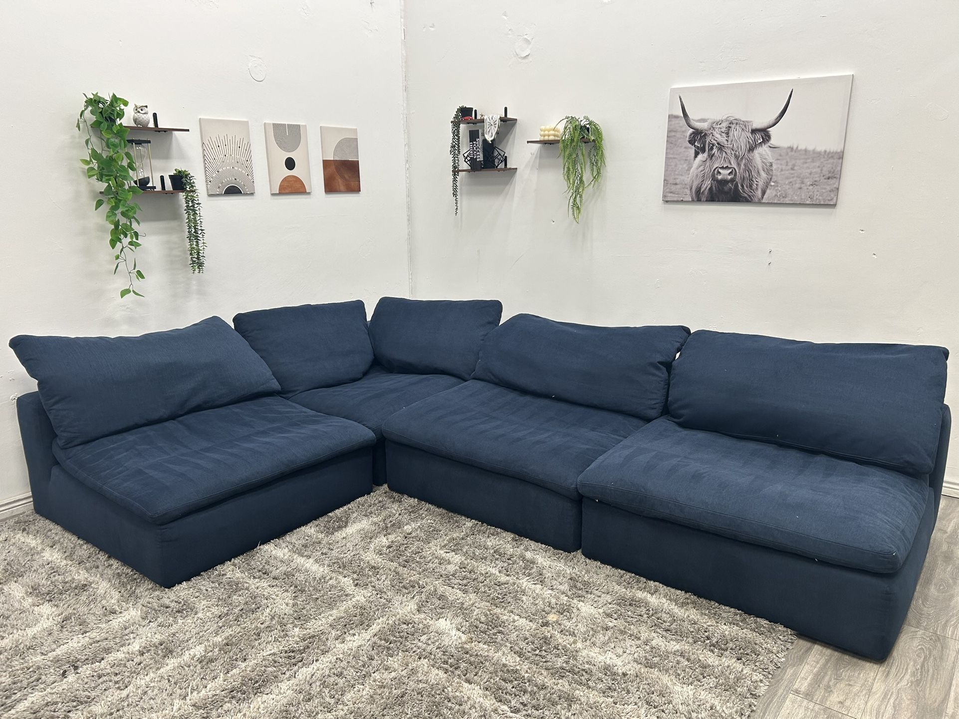 Navy Cloud Sectional Couch - Free Delivery 