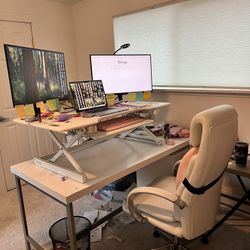 Desk, Chair And Standing Desk Riser- Big!