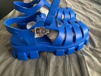 Prada Monolith Rubber Sandals – Blue – Size 10