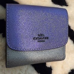 New Coach Trifold Wallet Metallic Colorblock