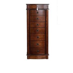 Hives and Honey Nora Standing Brown Wood Jewelry Armoire Jewelry Chest - Walnut