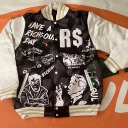 Rich$oul “messy print” varsity jackets available sizes s-4x $150 each hmu 💯✅‼️🔥🎁🙆‍♂️