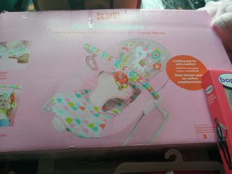 Bright starts vibrating bouncer..hooded plush blanket and towels washcloths bibs pacifiers various girls brand new