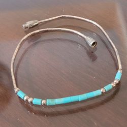 Vintage 7. 5" Petite Sterling Silver Turquoise Bracelets