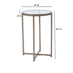 Flash Furniture Round Glass End Table with Cross Brace Matte Gold Frame. Set of 2