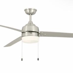 Home Decorators Collection Carrington Il 60 in. LED Indoor/ Outdoor Brushed Nickel Ceiling Fan with Light