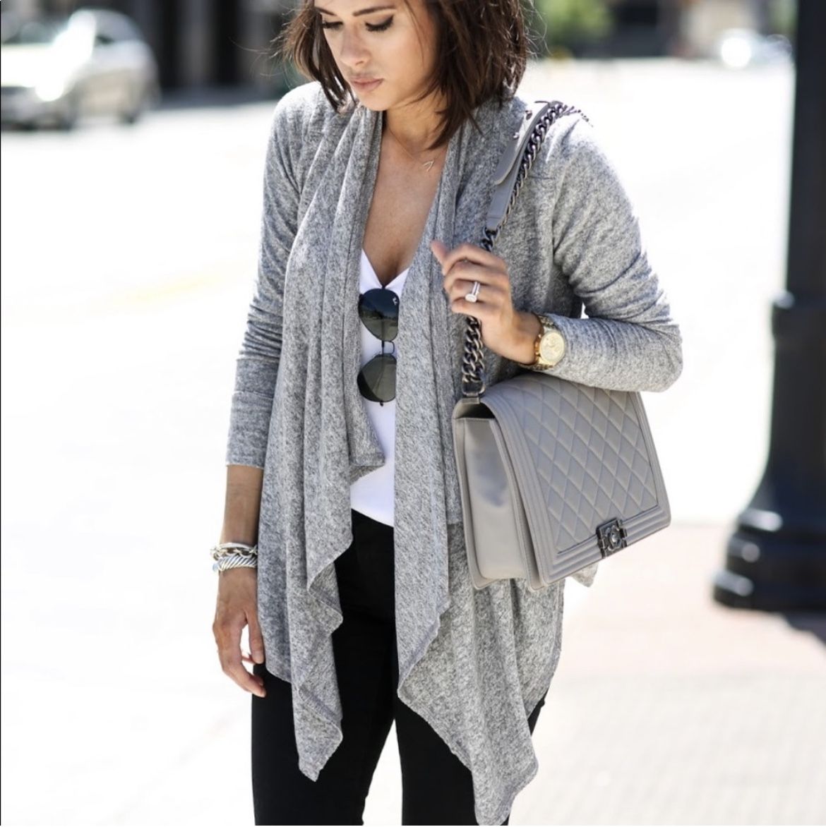 LOGO waterfall cardigan with pockets Size Medium
