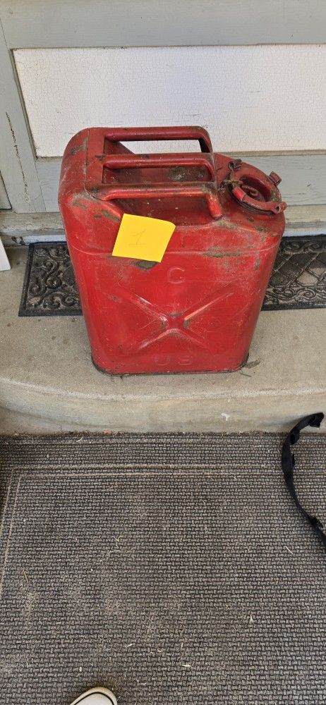 Metal Gas Fuel Can US Army "G" "QMC"Jerry Can 5 gallon (red 1)