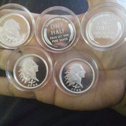 5 Half Ounce .999 Silver Rounds!