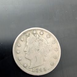 1895 V Nickel Coin, Partial Liberty Shows