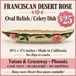 Franciscan Desert Rose Oval Relish / Celery Dish – California.”