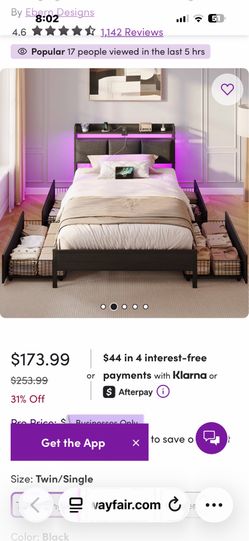 Twin bed with mattress