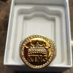 "King" size 10 Stainless Steel Ring with Cubic Diamonds