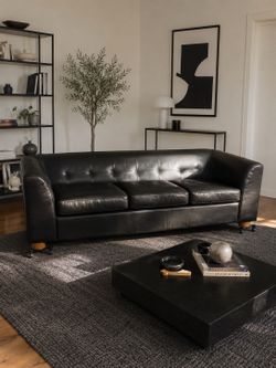 CB2 black leather Sofa couch