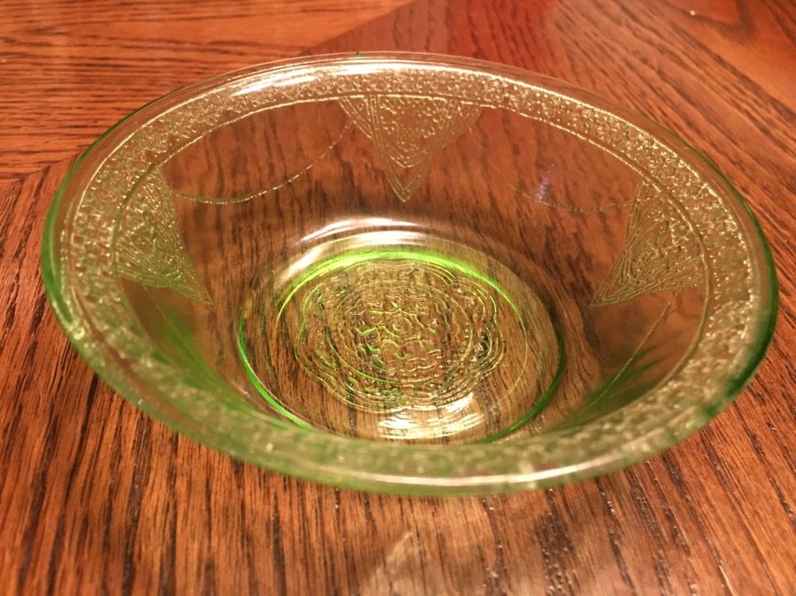 Small Green Depression Glass Dish - 4.5"