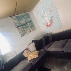 Red gray and black sectional