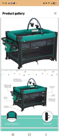 Mickey mouse greenish playpen bassinet