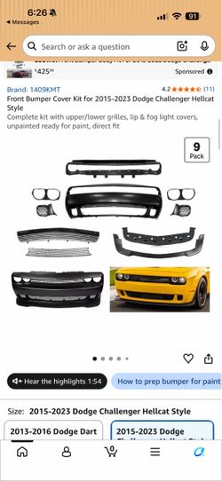 2015-2023 dodge challenger bumper kit