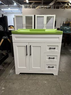 Brand new 36 Inch Bathroom Vanity with Sink, White Single Sink Bathroom Vanity Modern Bathroom Sink Cabinet with Soft Close Doors & Drawers, 36 Inch V