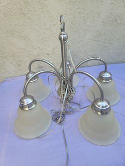 5-Light Brushed Nickel Chandelier with Frosted Shades