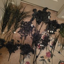 Set Of 38 New & Used Artificial Silk Flowers Floral Stems & Bushes 