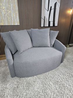 NEW - Thomasville 59" Gray Fabric Swivel Chair
