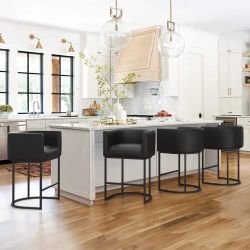 24inch Black Leather Barstool Set Of 4