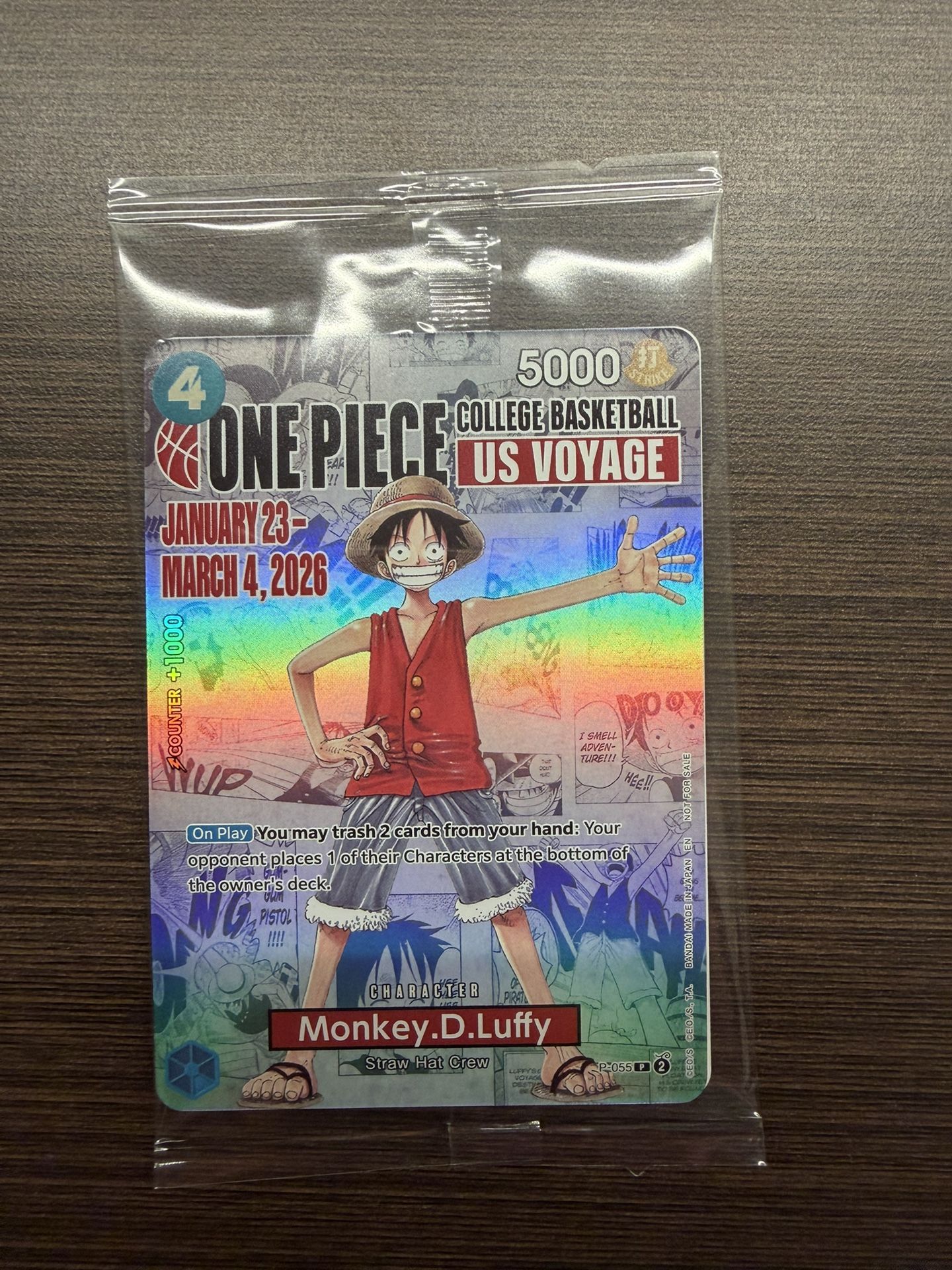 One Piece US Voyage College Basketball Card Monkey D. Luffy Sealed Rutgers With Poster