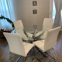 Round Glass Top Dining Set 