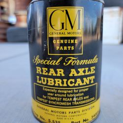 Vintage GM Pontiac Tempest Rear Axle Lubricant Metal Can Petroliana