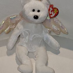 1998 Ty Retired Halo White Angel Beanie Baby Plush 8" Stuffed Toy