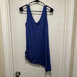 White House Black Market Blue Sleeveless Tunic Top