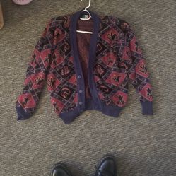 Purple Patterned Cardigan 