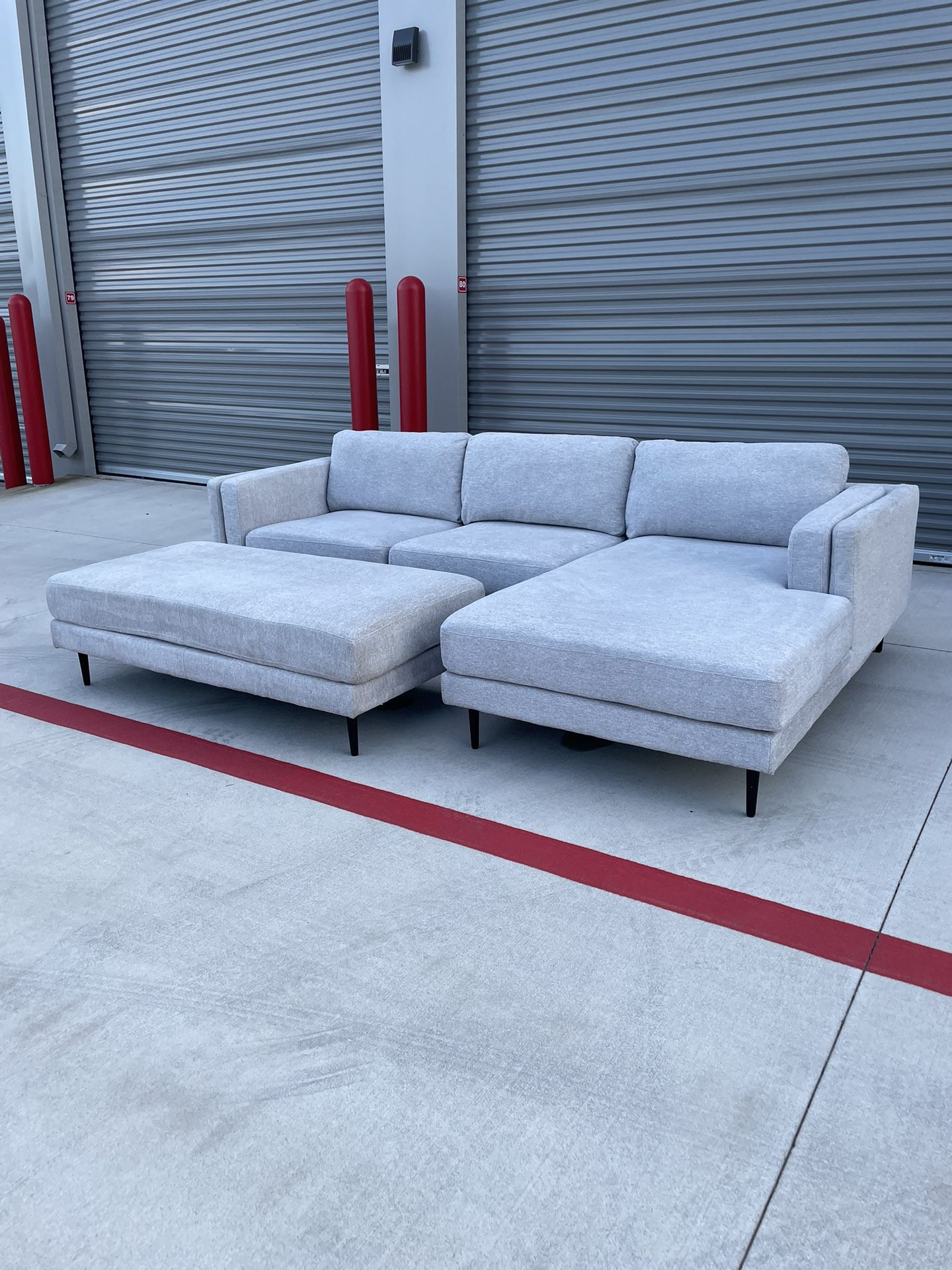 Free Delivery - Light Gray Living Spaces Sectional Sofa Couch
