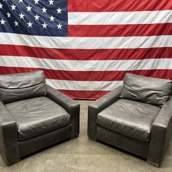 Free Delivery - RH Restoration Hardware Leather Maxwell LUXE Club Chairs 