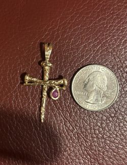 14k Custom Made nail Cross With Ruby Read Description 
