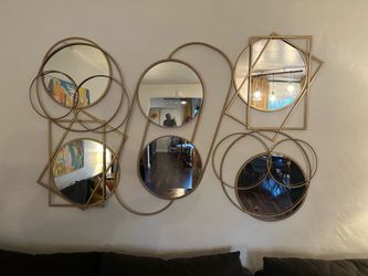 Modern Gold Geometric Wall Mirror Set (6 Pieces) – $150 OBO
